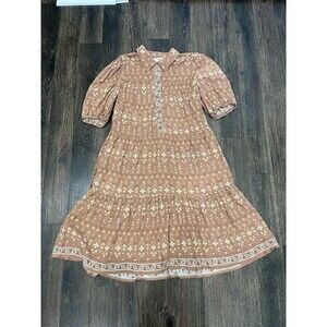 Lucky Brand Women Bohemian-Style tiered midi button down floral dress Size M NWT